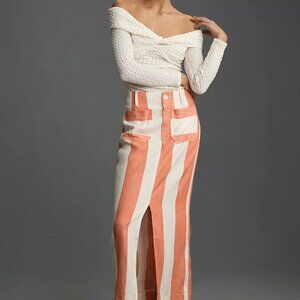 BY ANTHROPOLOGIE the colette maxi skirt in orange motif (M)